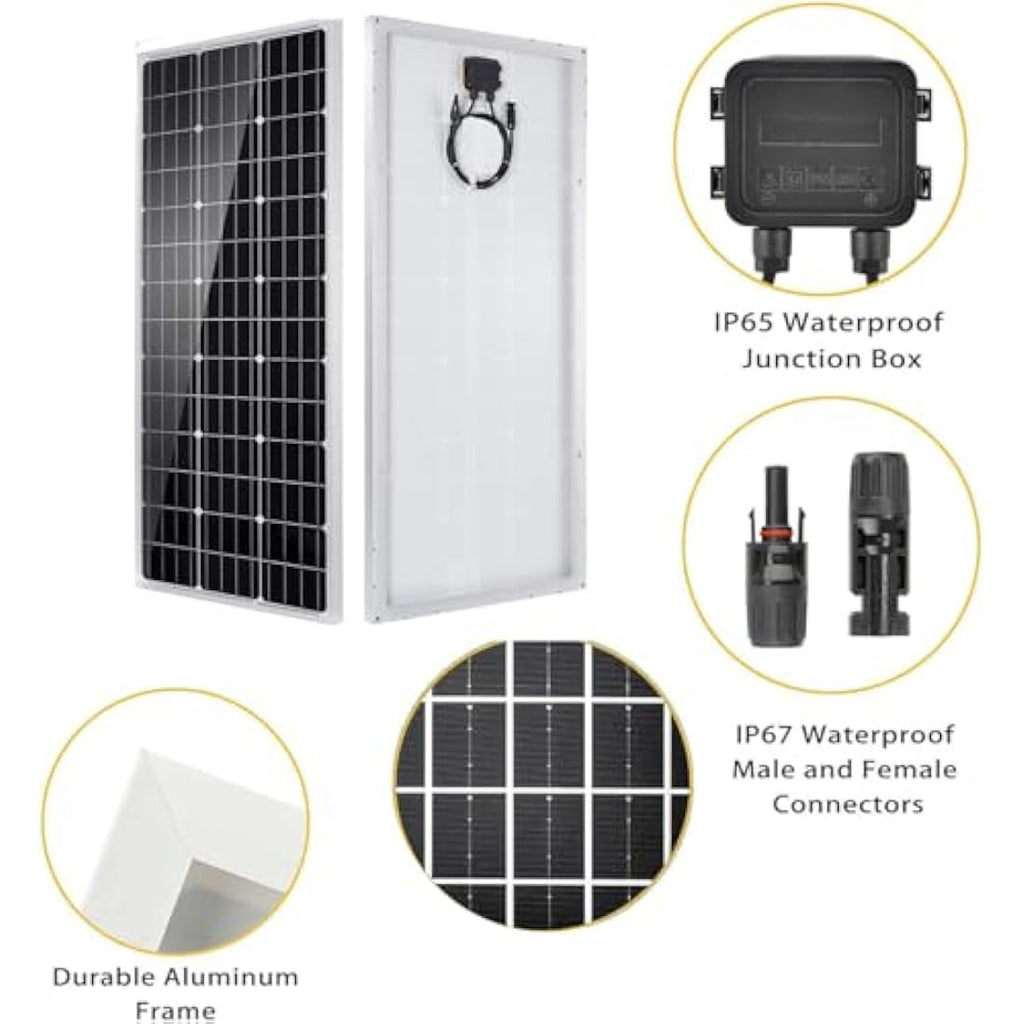Jolof Store 100W Solar Panel Kit with 20A PWM Controller for RVs