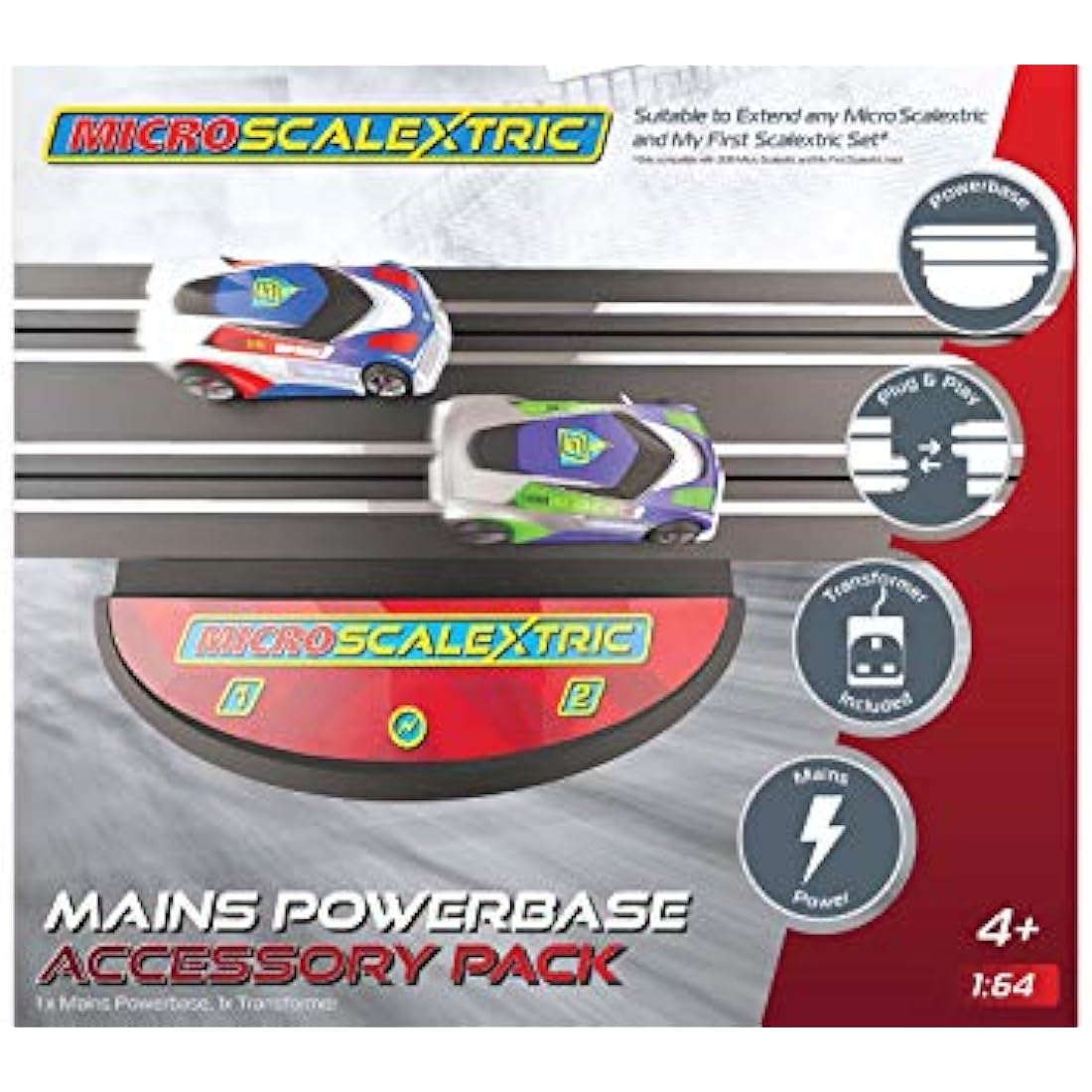 Micro Scalextric Mains Powered Track Piece - Silver Slot Car Accessory
