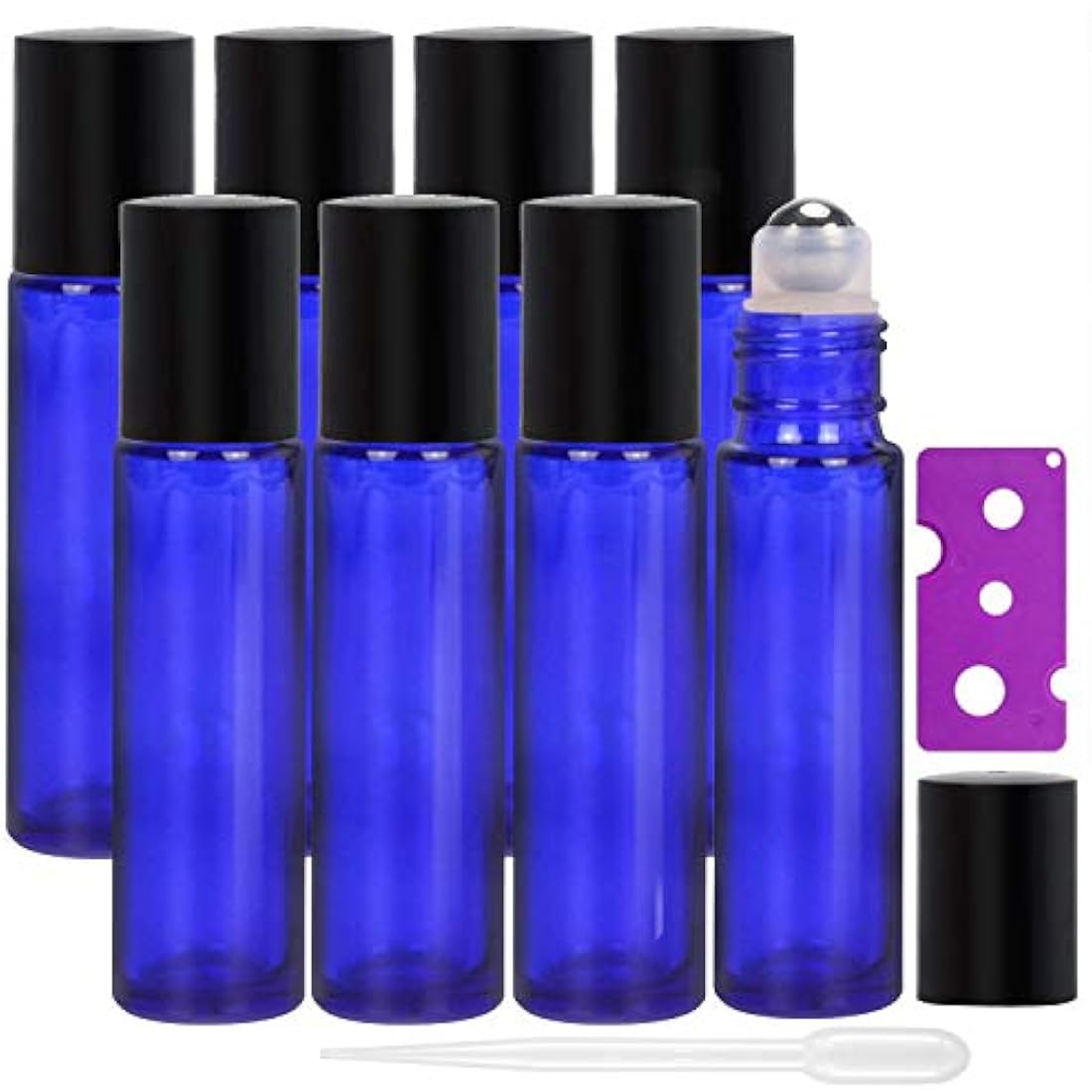 Jolof Store 8-Pack Cobalt Blue Glass Essential Oil Roller Bottles