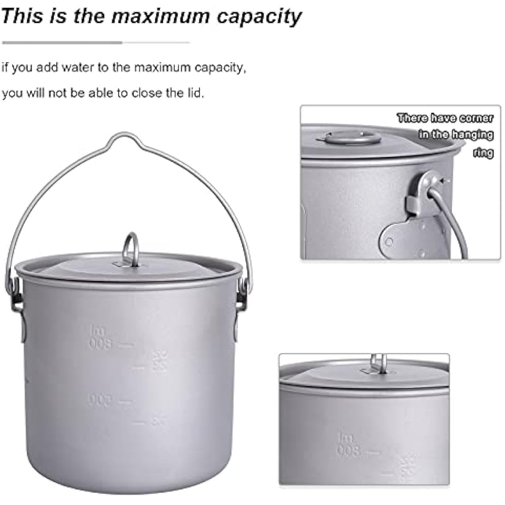 iBasingo 1100ml Titanium Mug – Ultralight Camping Cup with Lid