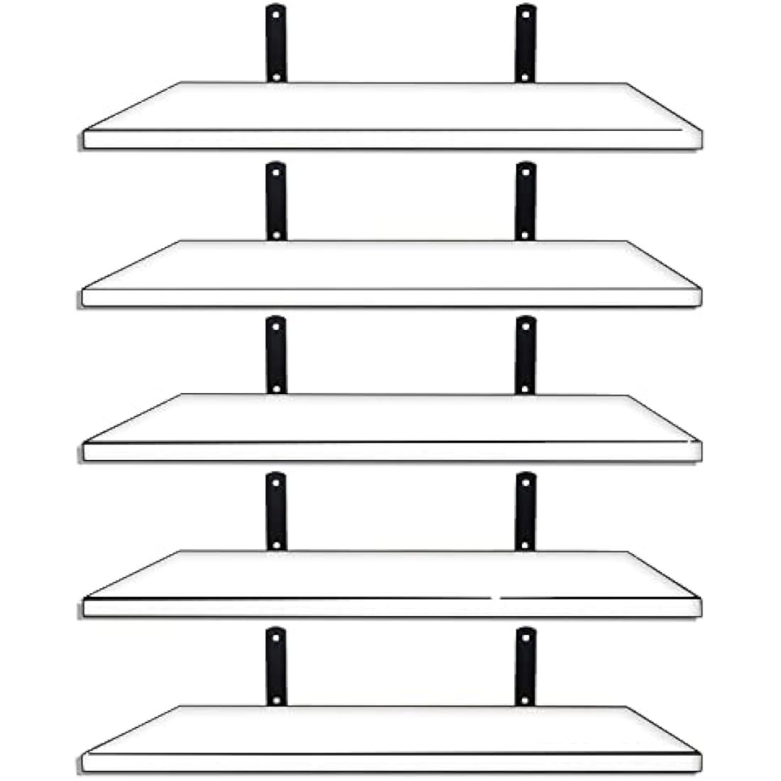 Mardili Rustic White Floating Shelves – Set of 5 Wood Wall Mounted Shelves