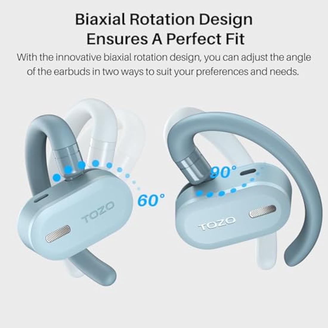 TOZO O2 Open Ear Wireless Headphones – Bluetooth 5.3 Earbuds, Blue