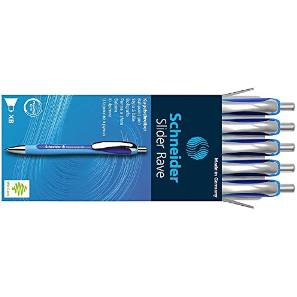 Schneider Slider Rave XB Ballpoint Pen - Blue Viscoglide Ink (10 Pack)