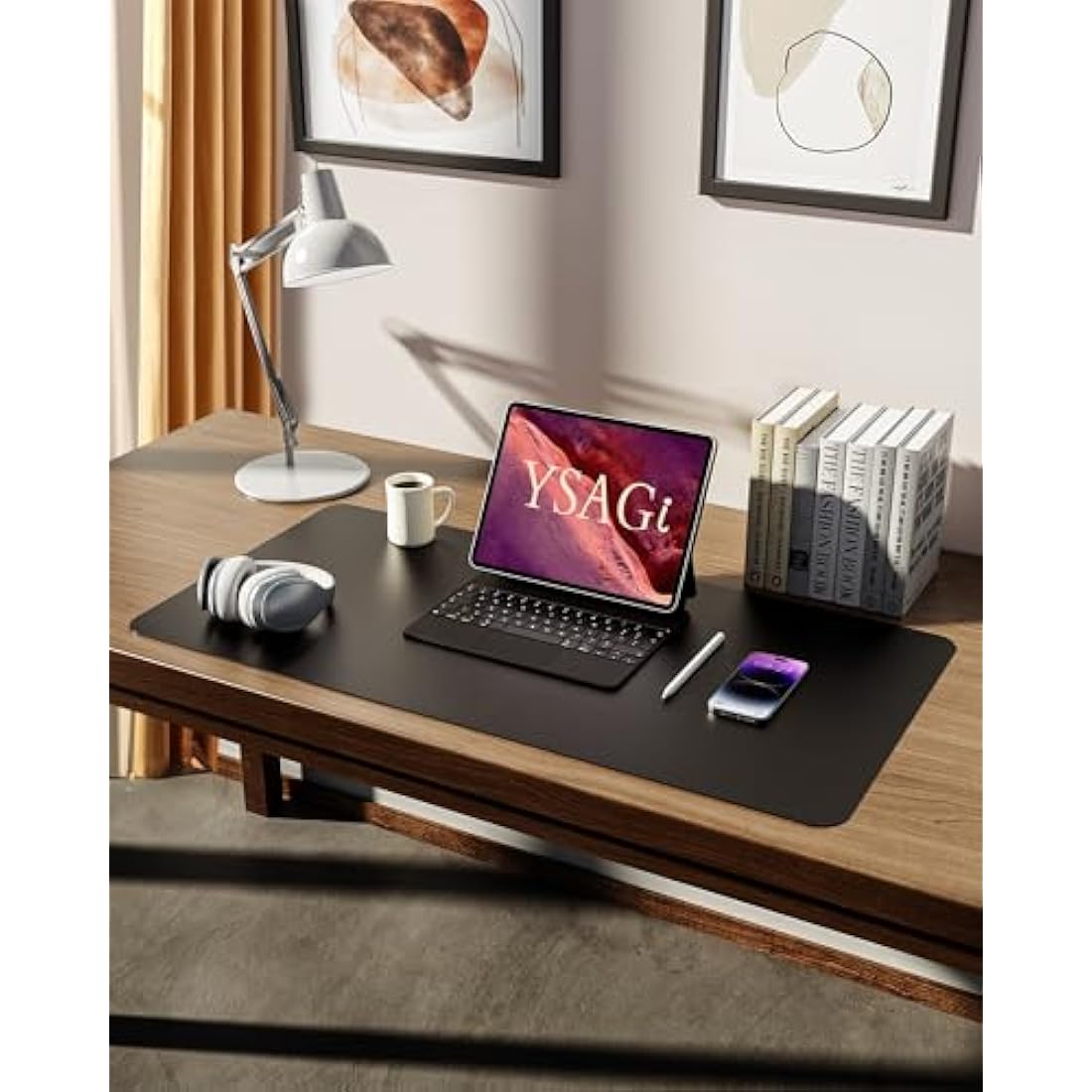 YSAGi Leather Desk Mat – Large Waterproof PU Mouse Pad & Protector, Black