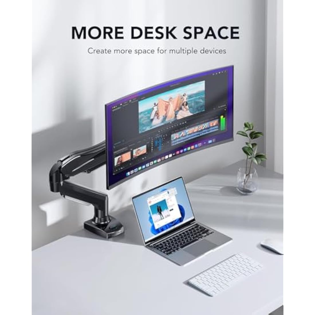 HUANUO Single Monitor Arm – Height Adjustable VESA Mount for 13-32" Screens