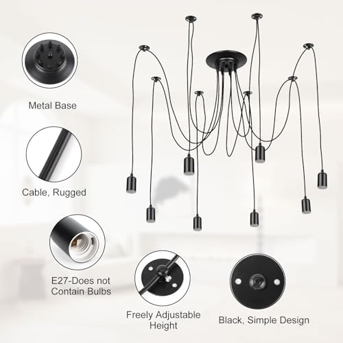 8-Arm Spider Pendant Light – Industrial DIY Metal Chandelier
