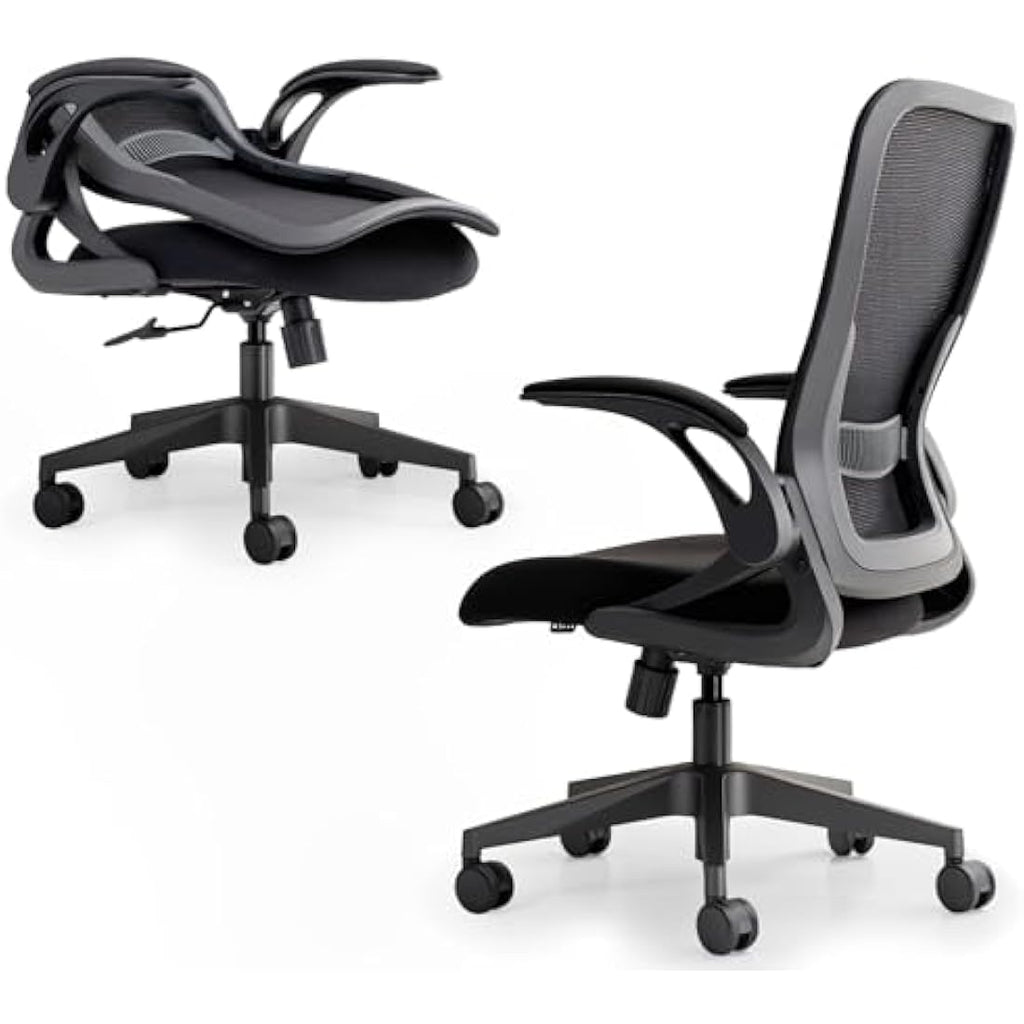 Tervo Model U – Foldable Ergonomic Mesh Office Chair with Flip-Up Arms