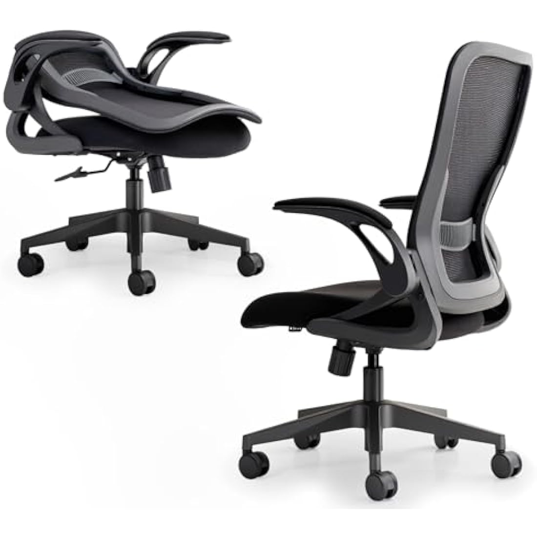 Tervo Model U – Foldable Ergonomic Mesh Office Chair with Flip-Up Arms