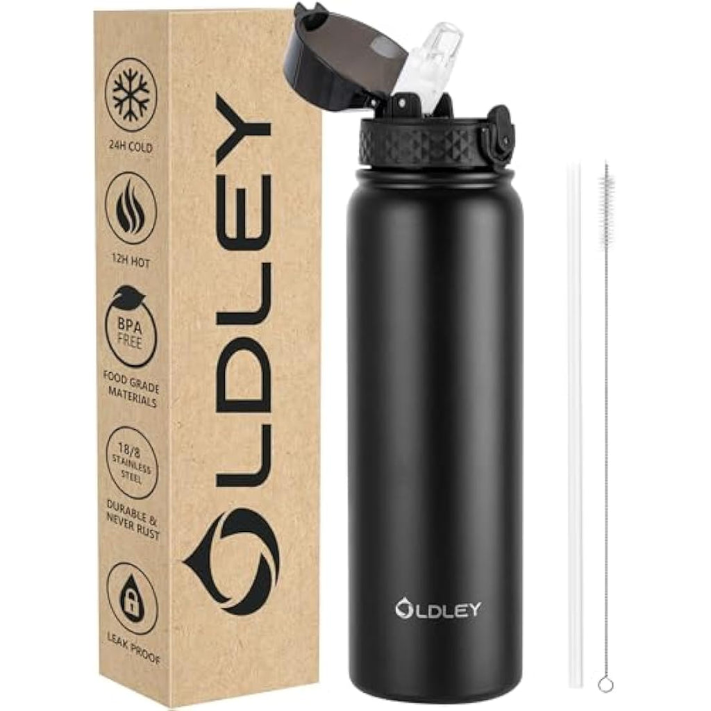 OLDLEY 1L Stainless Steel Water Bottle – Vacuum Insulated Leakproof Flask