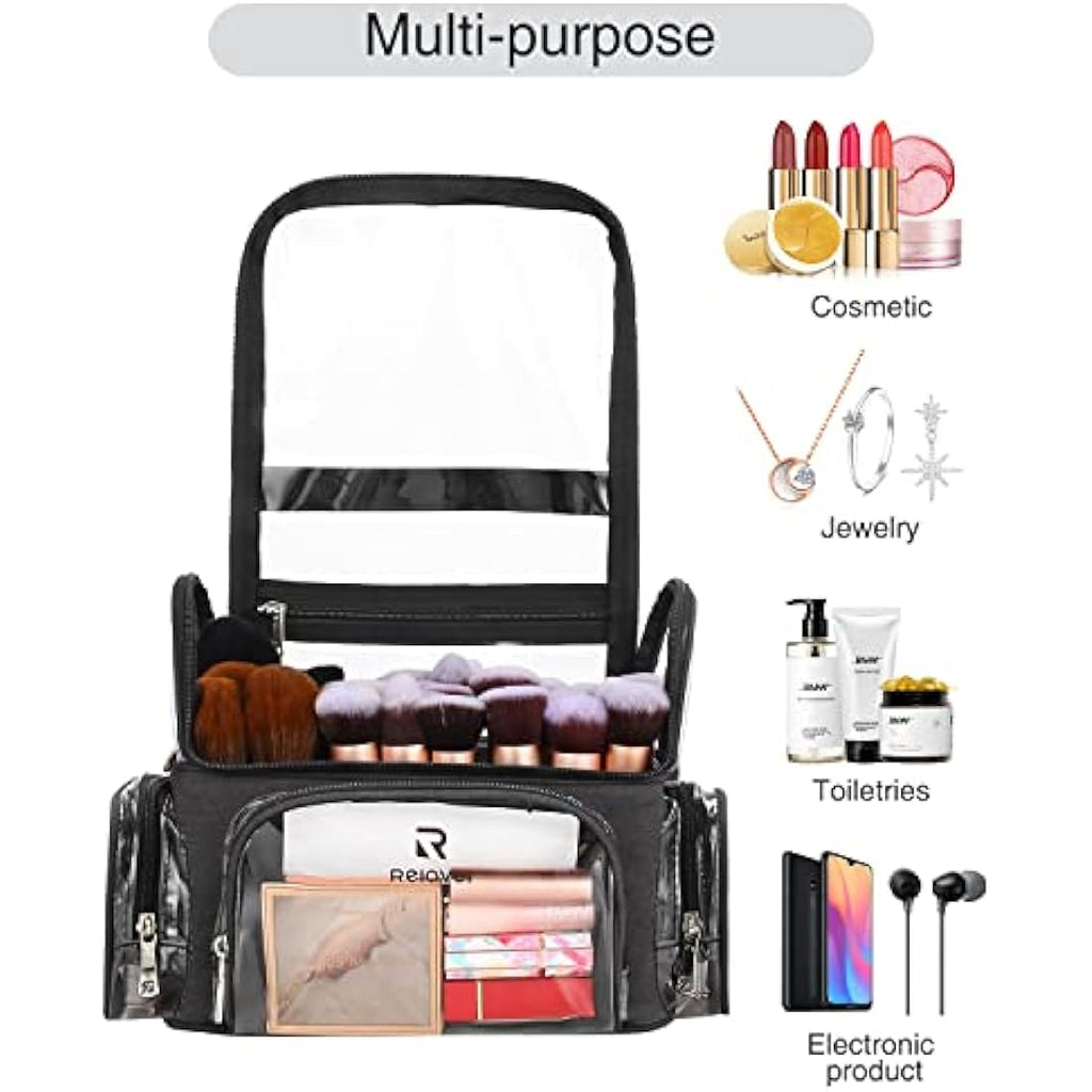 Relavel Professional Makeup Brush Case | Clear Waterproof Travel Organizer