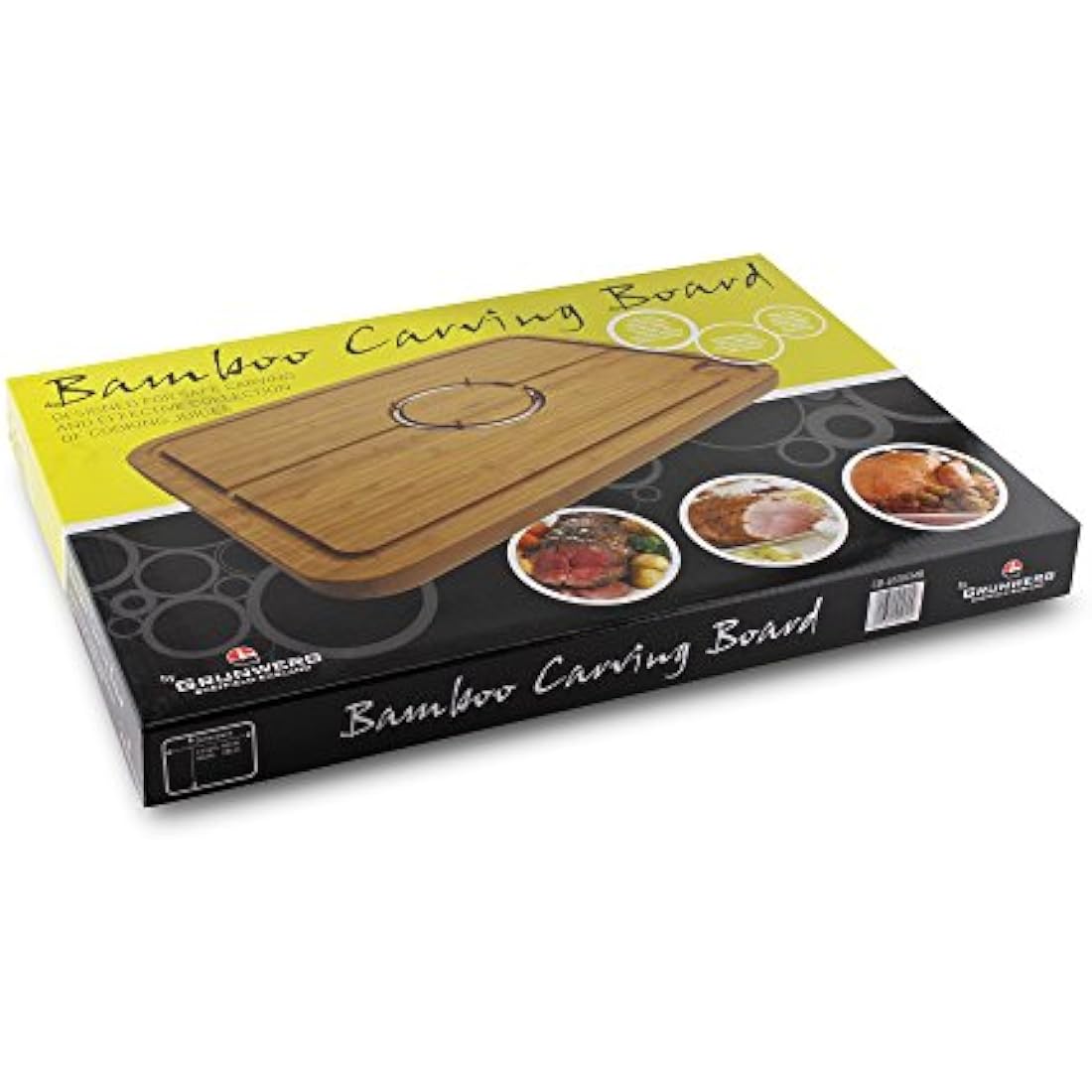 Jolof Store Spiked Bamboo Meat Carving Board with Juice Grooves, 40x28cm