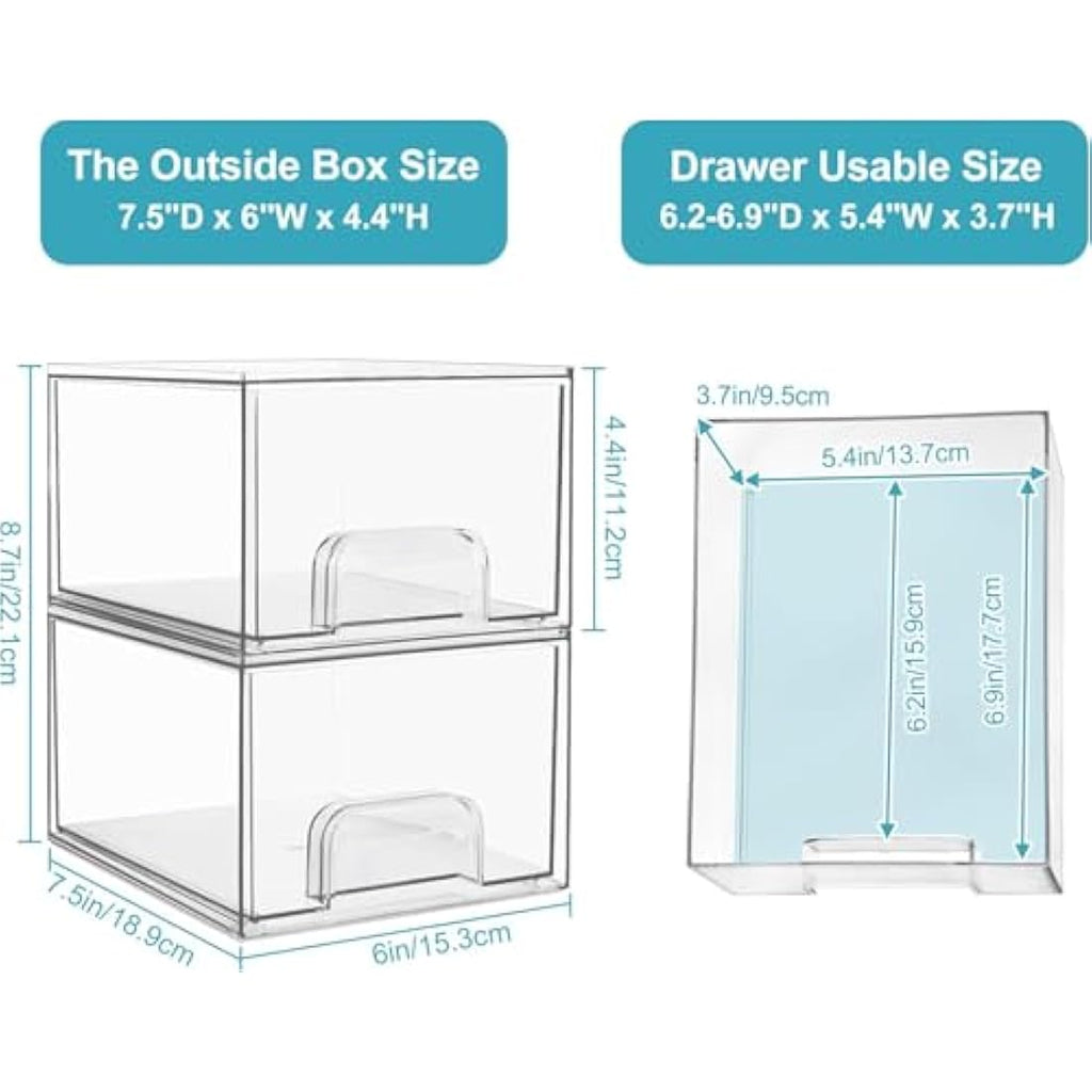 4 Pack Clear Acrylic Stackable Storage Drawers