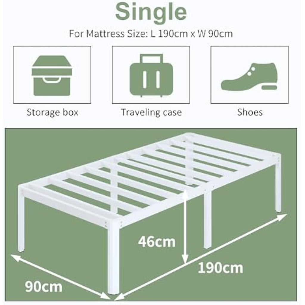 Single Metal Bed Frame – Heavy Duty 3ft Bed with Storage