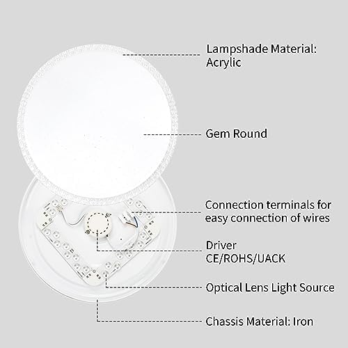 VIPMOON 36W LED Ceiling Light – Ultra-Thin Crystal Round Flush Mount