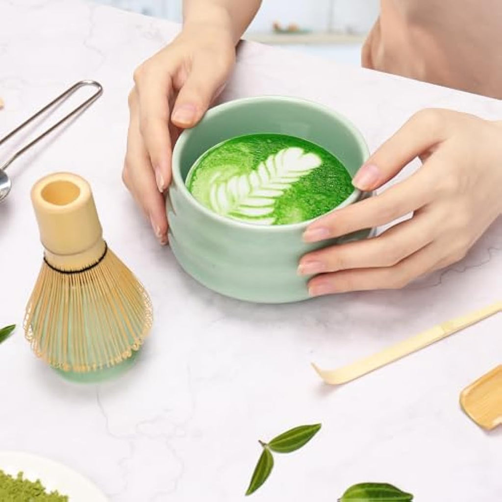 Geebuzz 6-Piece Matcha Whisk Set with Ceramic Bowl and Bamboo Tools