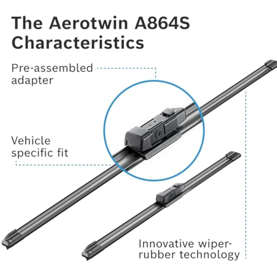 Bosch Aerotwin A864S Wiper Blade Set – 650mm/450mm Front Wipers