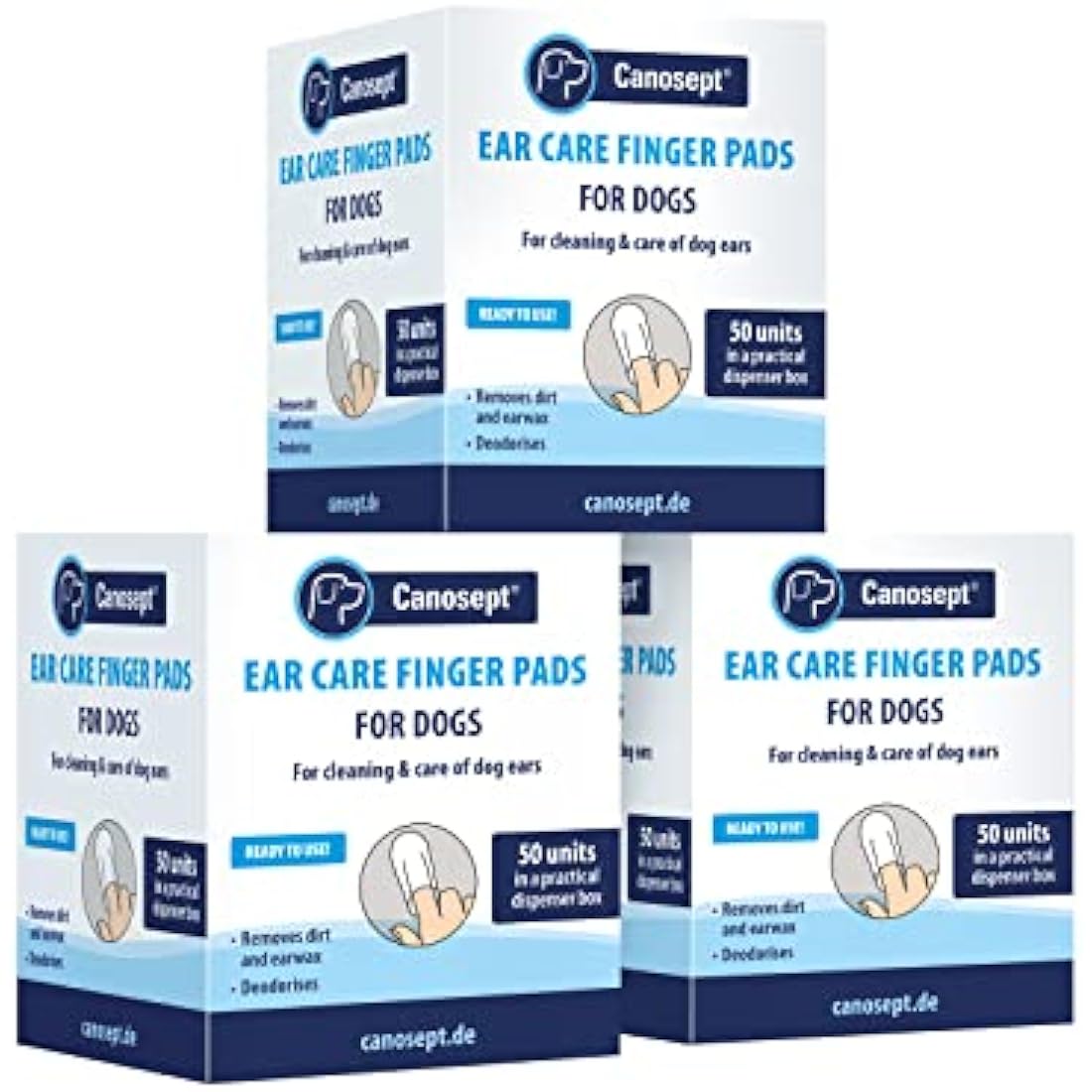 Canosept Dog Ear Cleaner Finger Wipes – 150 Pads for Wax Removal