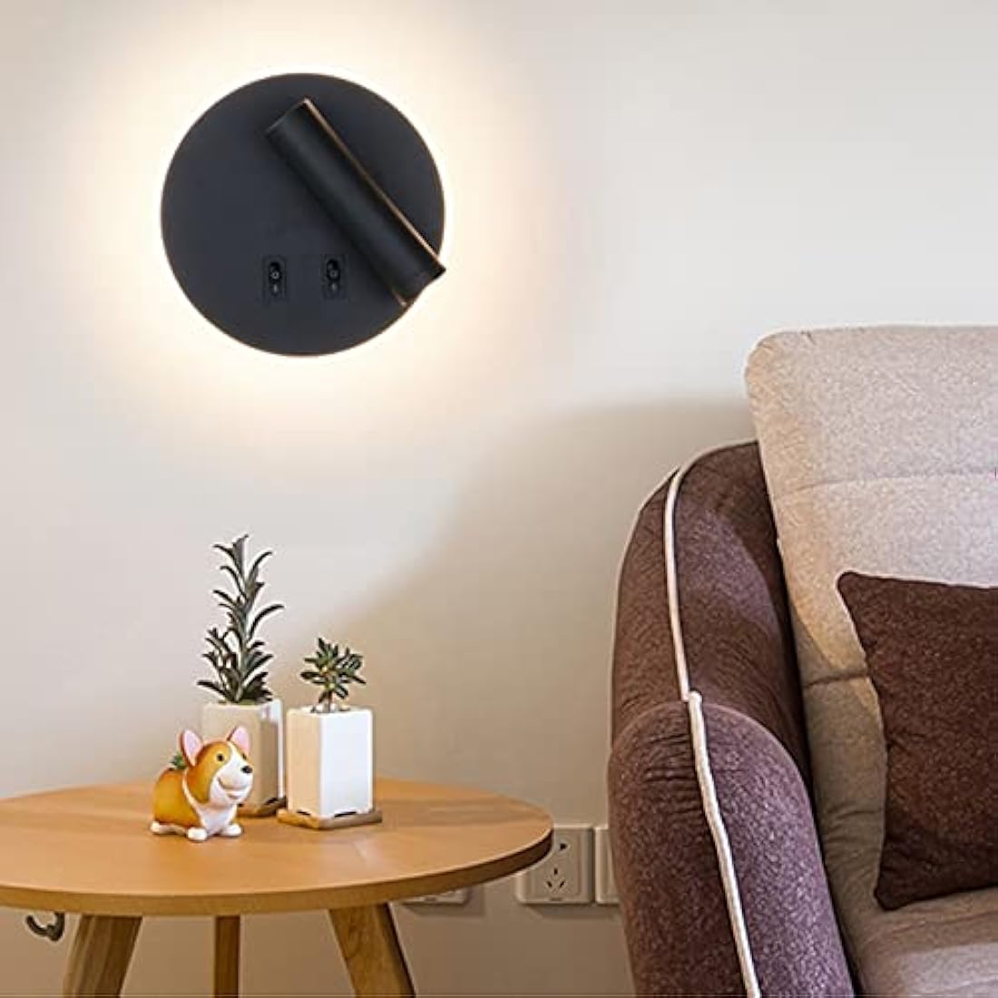 uksunvi LED Bedside Reading Wall Lamp – 12W Adjustable Spotlight, Black
