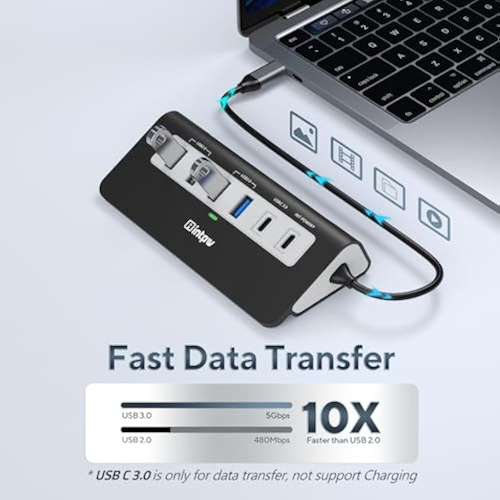 Intpw 9-in-1 USB C Hub – Aluminum Docking Station with 4K HDMI & 100W PD