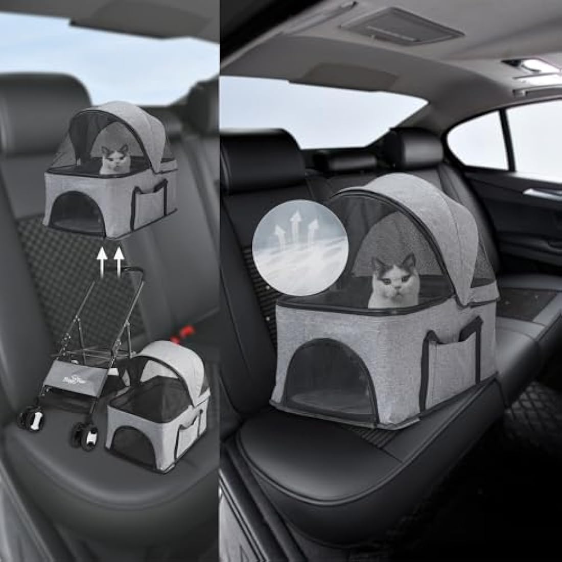 Bingopaw Foldable Pet Stroller | 4-Wheel Dog & Cat Pram with Rain Cover