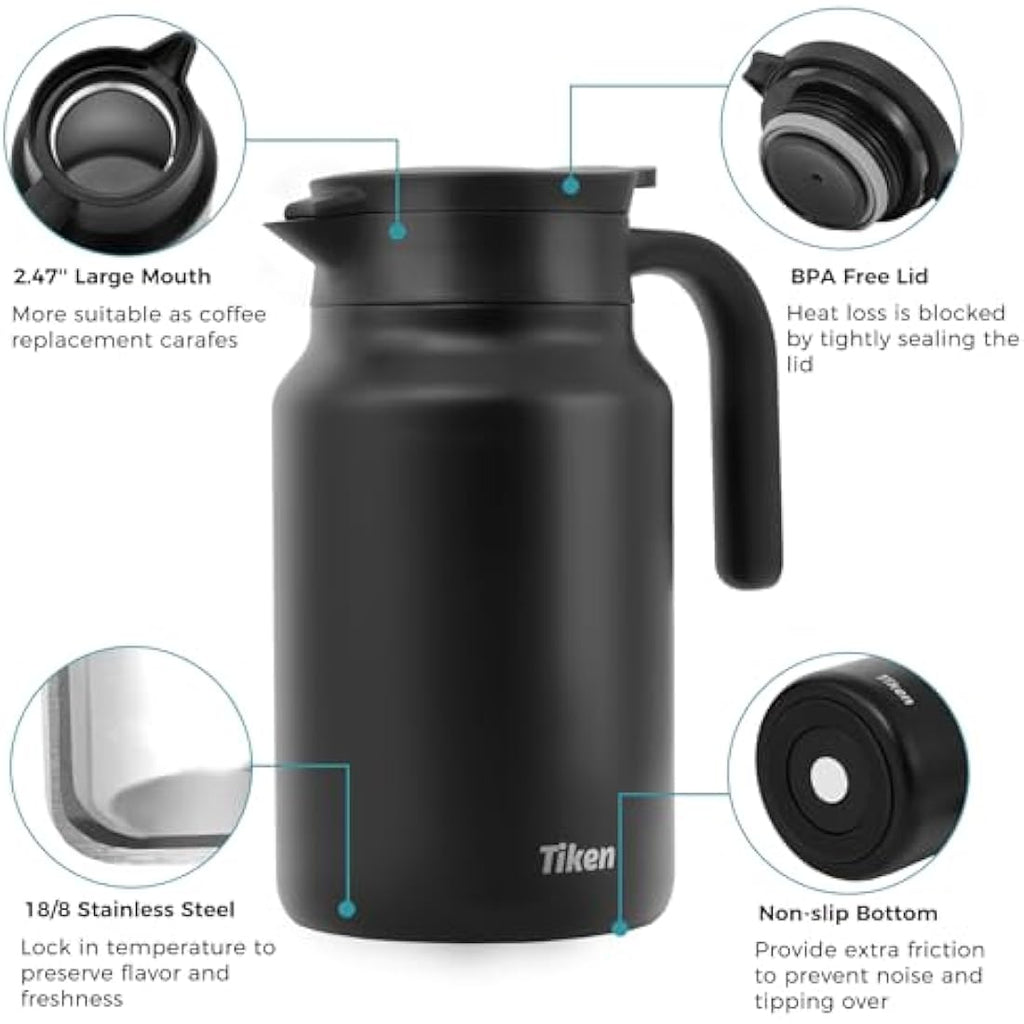 Tiken 1.5L Thermal Coffee Carafe – Vacuum Insulated Stainless Steel