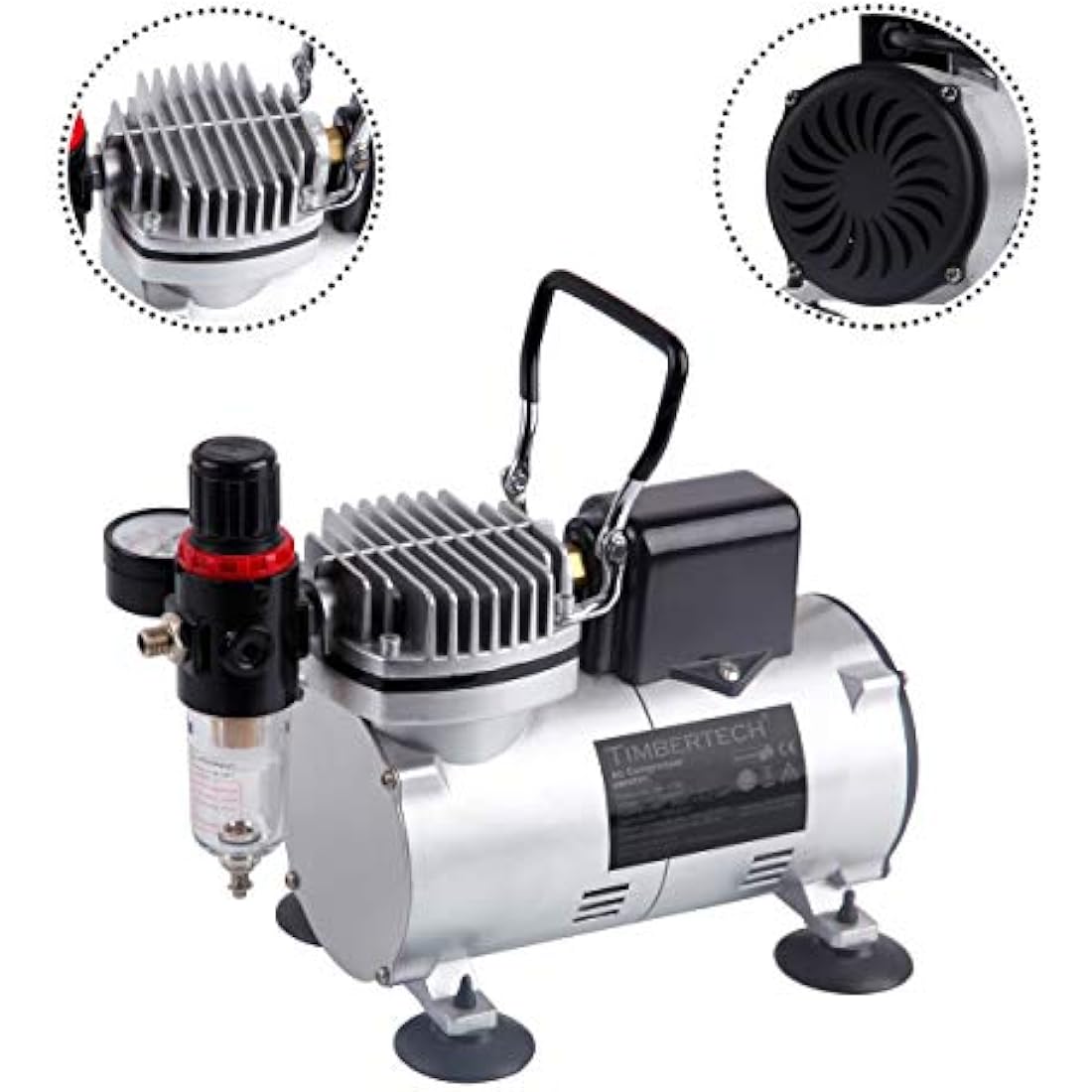 Timbertech Professional Airbrush Compressor with Cooling Fan | 1/6 HP