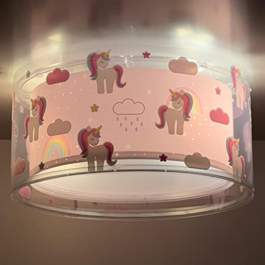 Jolof Store Unicorn & Animal Children's Ceiling Light - Pink Nursery Lamp