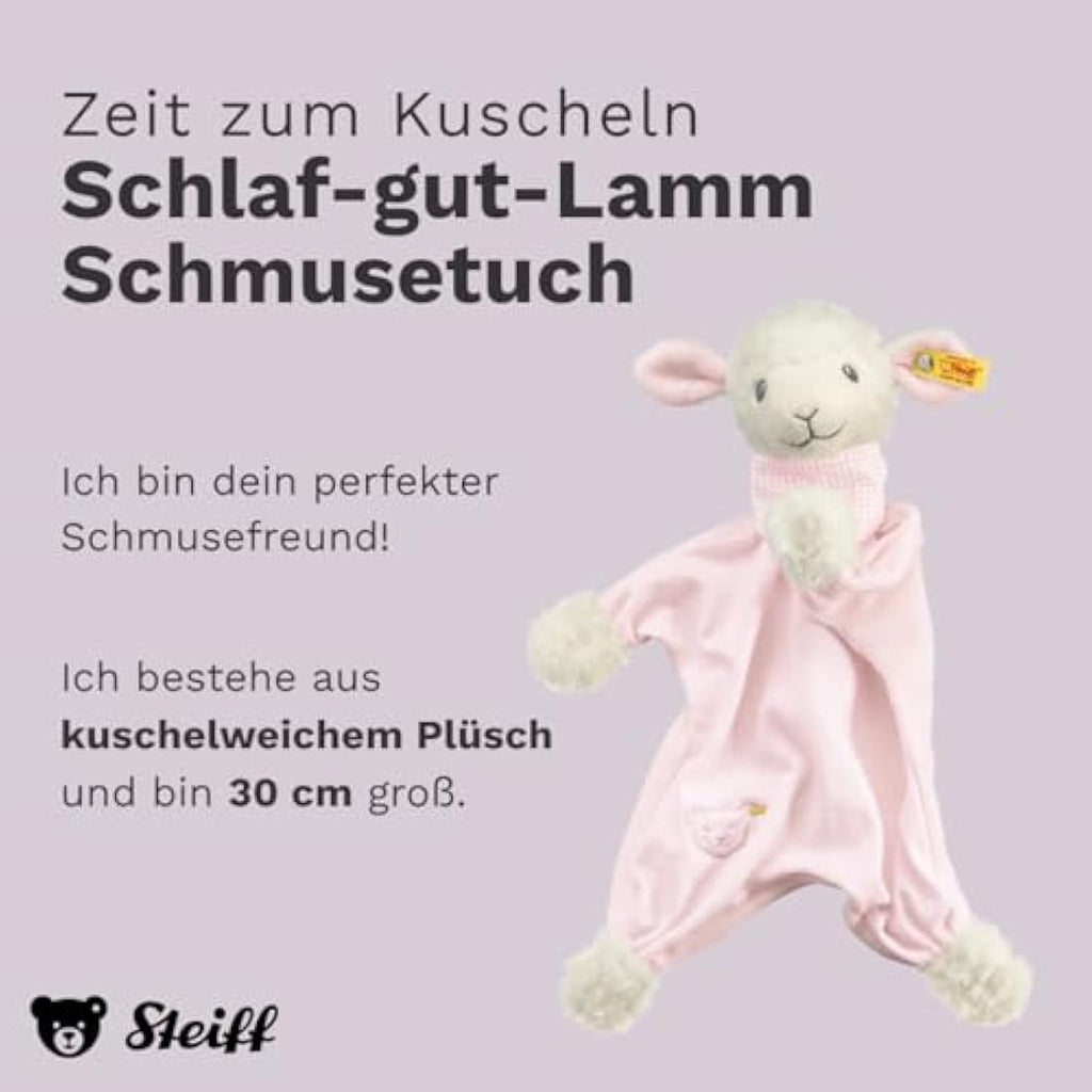 Steiff Sweet Dreams Lamb Baby Comforter - Pink Soft Plush Toy, 30cm