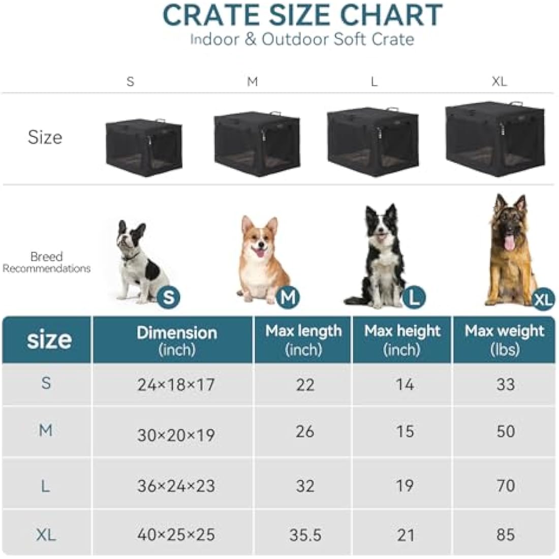 Petsfit Collapsible Soft Dog Crate – Portable 76cm Large Pet Kennel