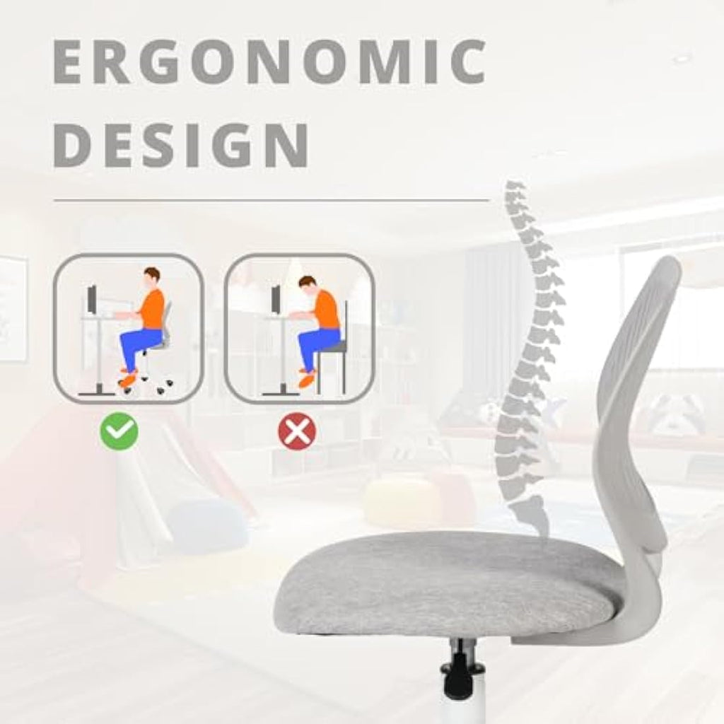 Swivel Task Chair – Adjustable Height Desk Chair, Light Grey