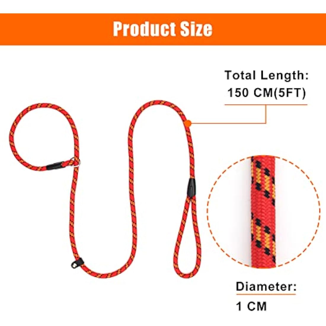 Dog Slip Lead – 150cm Durable Nylon Training Leash Rope