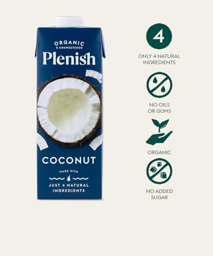 Plenish Organic Unsweetened Coconut Milk – Plant-Based 1L (Pack of 8)