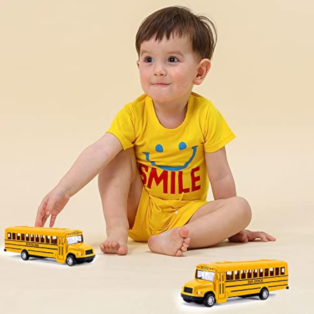 XINGANER 2-Pack Die-cast School Bus – 5.5 Inch Pull Back Alloy Toy