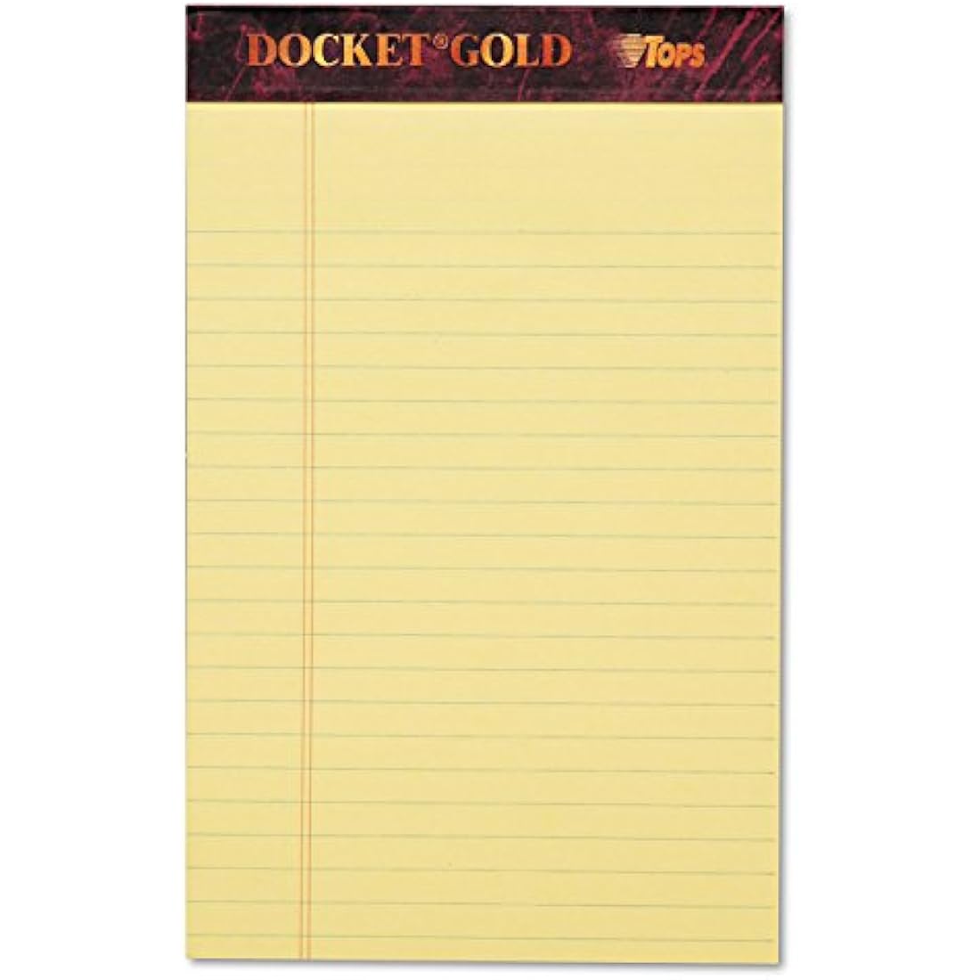 TOPS Docket Gold Writing Pads | 5" x 8" Canary Legal Pads, 12 Pack