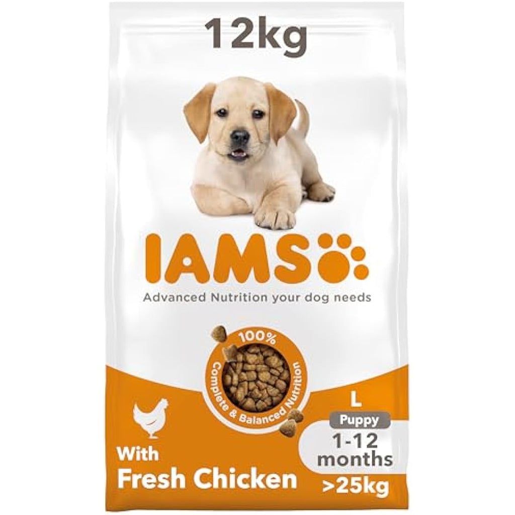 IAMS Large Breed Puppy Dry Dog Food - Chicken Recipe, 12kg Bag