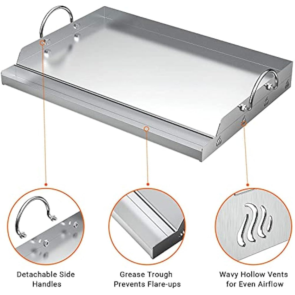 Onlyfire Stainless Steel Rectangle BBQ Griddle Plancha for Gas Grills