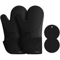 Silicone Oven Mitts - Heat Resistant BBQ Gloves with Pads