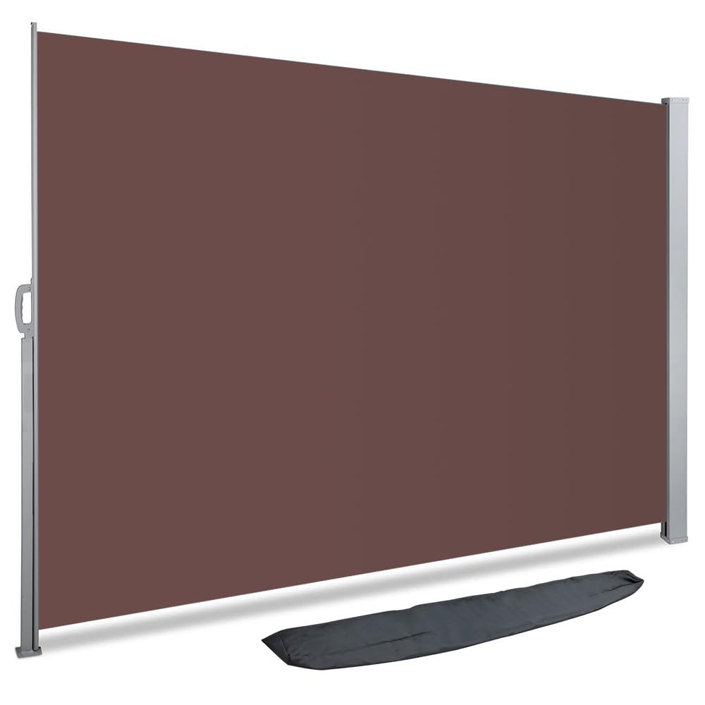 VOUNOT Retractable Side Awning | 180x300cm Privacy Screen | Dark Brown