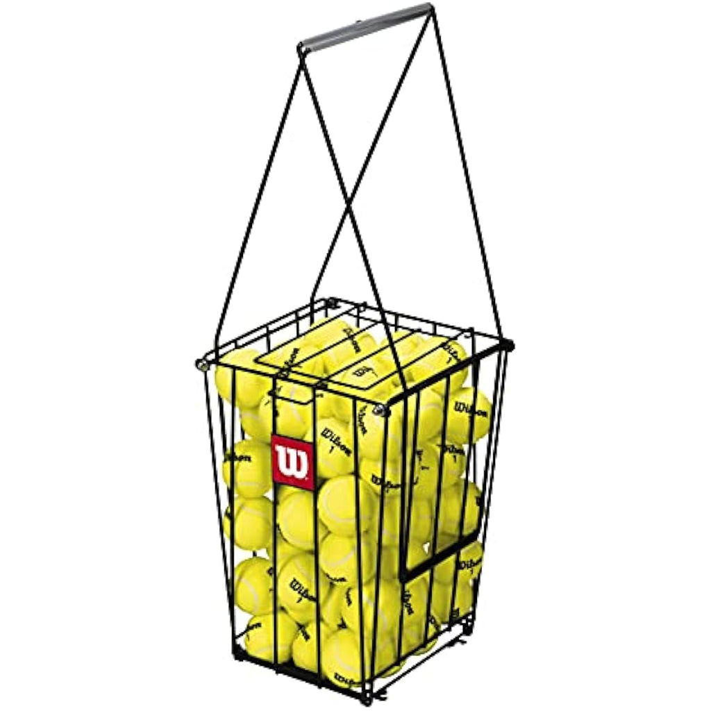 Wilson Tennis Ball Pick-Up Basket – 75 Ball Capacity Steel Hopper
