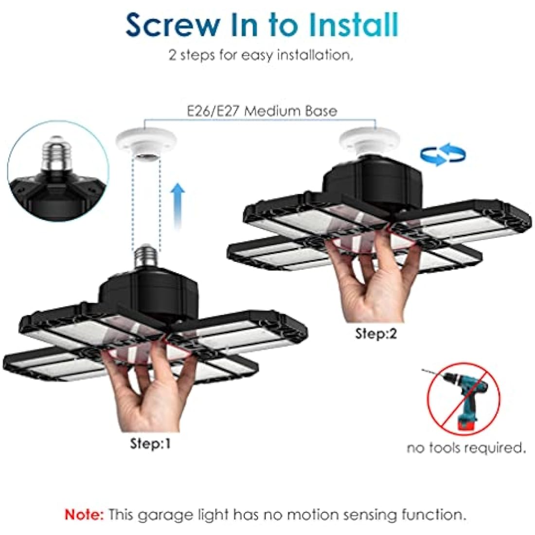 Rafow 200W LED Garage Light 2-Pack | 20000LM 12-Panel Deformable Ceiling Lamp