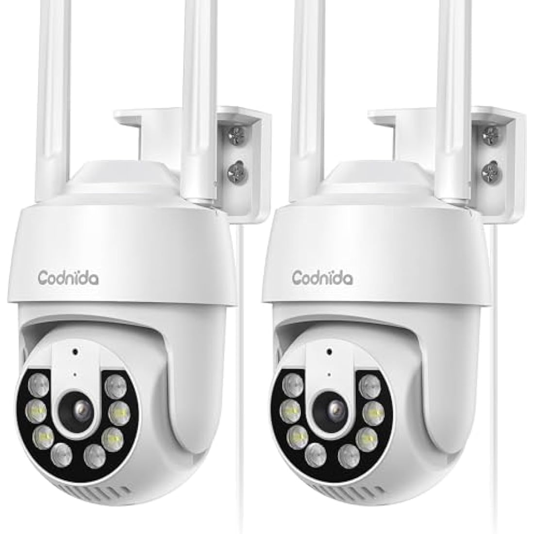 Codnida 2K Outdoor Security Camera 2 Pack | 360° PTZ Color Night Vision