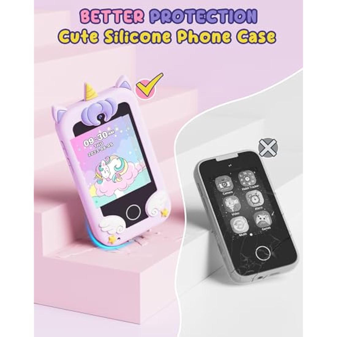 UCIDCI Kids Toy Phone with Dual Camera, MP3 Music Player and 13 Games