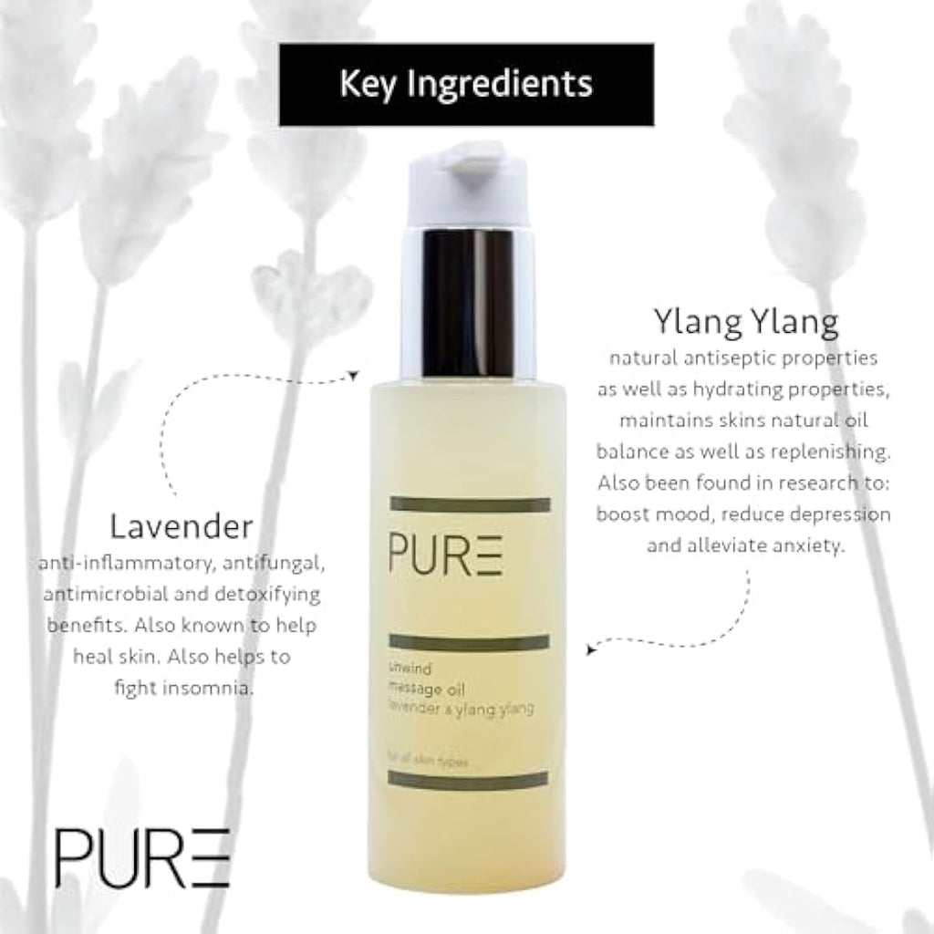 PURE Spa Skincare Unwind Body Oil – Lavender & Ylang Ylang – 100ml