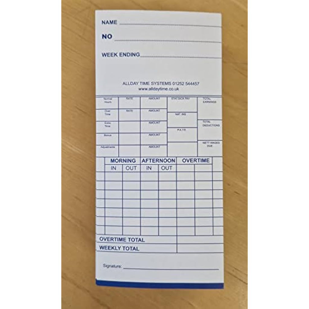 QuickClocks Weekly Clocking In Cards for QC500 & QC400N | 1000 Pack