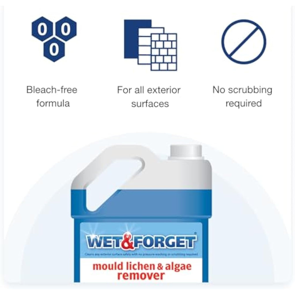 Wet & Forget Outdoor Cleaner – Mould, Lichen & Algae Remover, 2L
