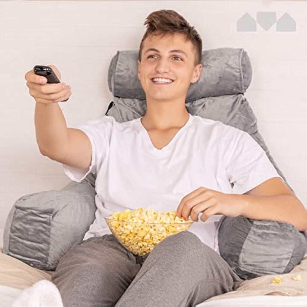 Milliard Reading Pillow XL – Shredded Memory Foam Backrest with Neck Roll