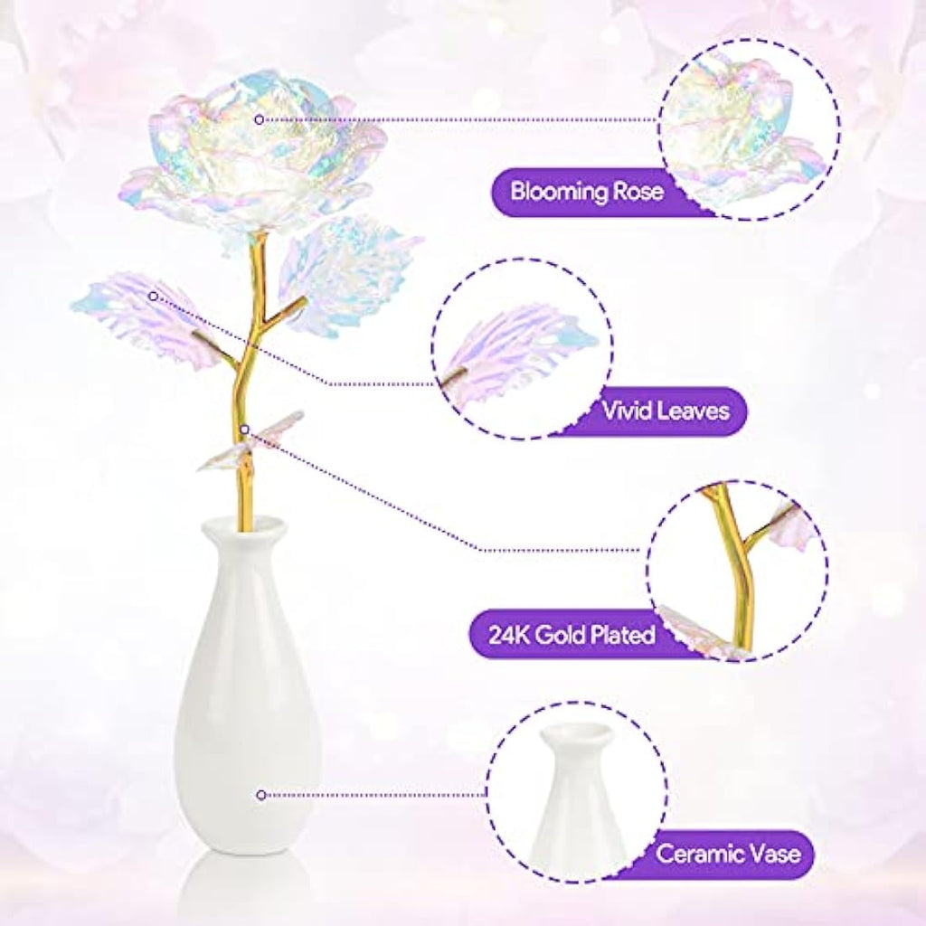 24k Galaxy Rose – Eternal Gold Flower with Ceramic Vase