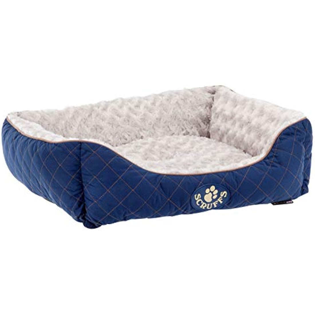 Scruffs Wilton Box Dog Bed – Large Blue Quilted Plush Pet Bedding