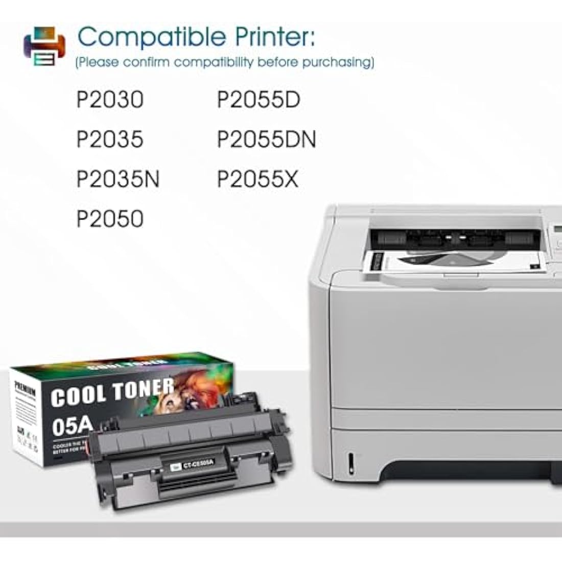 Cool Toner 2-Pack Black Toner Cartridge for HP 05A CE505A LaserJet P2035