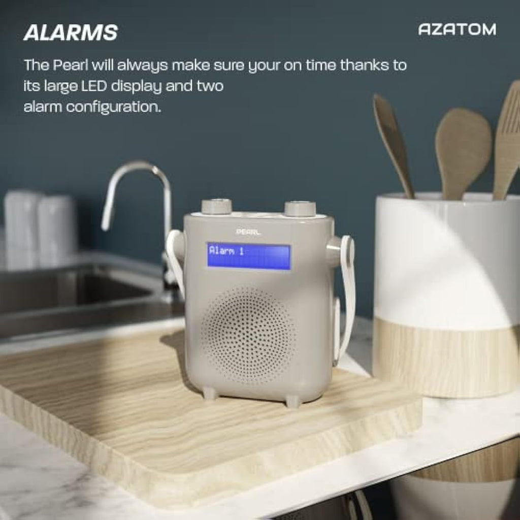 Azatom Pearl DAB/DAB+ Digital Shower Radio - IPX5 Waterproof Bluetooth - Grey